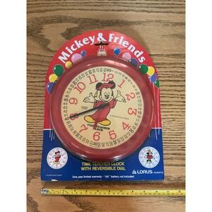 Vintage Lorus Disney Mickey Mouse Time Teacher Wall Clock Reversible Dial NEW